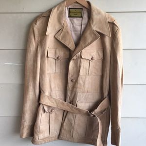 A Robert Lewis idea tan SUEDE safari jacket